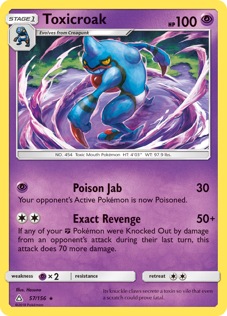 Toxicroak 57/156 English Pokémon card from Ultra Prism (2018)