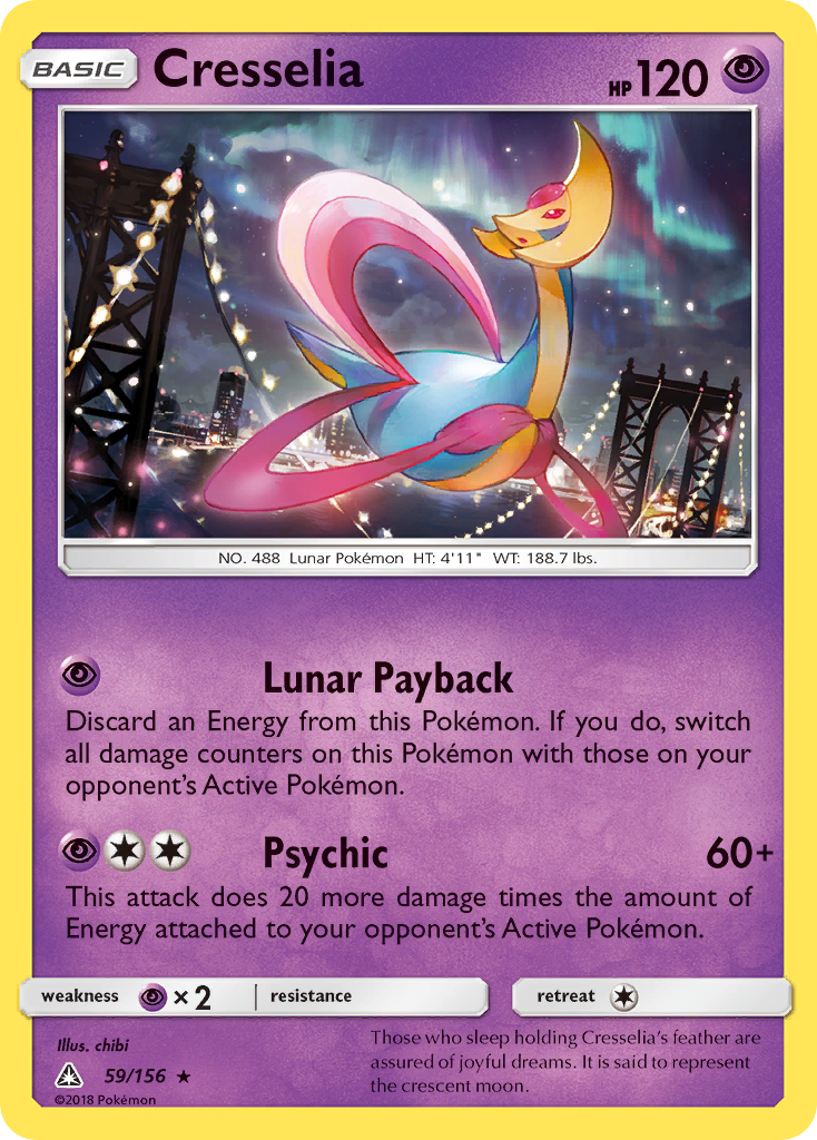 Cresselia 59/156 English Pokémon card from Ultra Prism (2018)