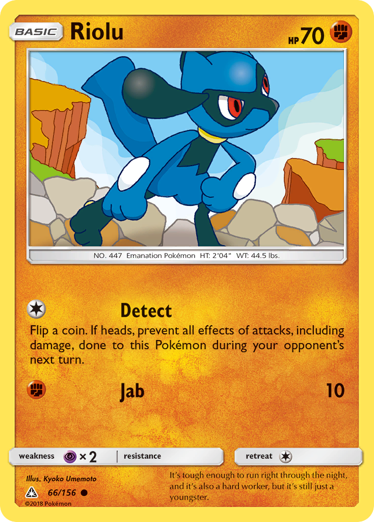 Riolu 66/156 English Pokémon card from Ultra Prism (2018)