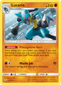 Lucario 67/156 English Pokémon card from Ultra Prism (2018)