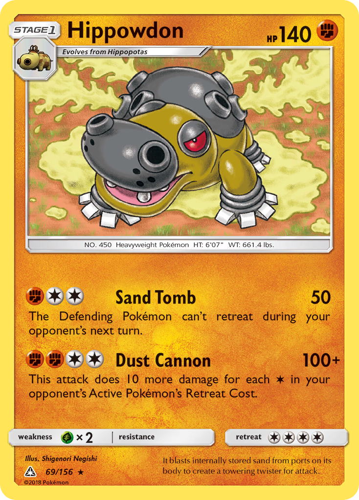 Hippowdon 69/156 English Pokémon card from Ultra Prism (2018)