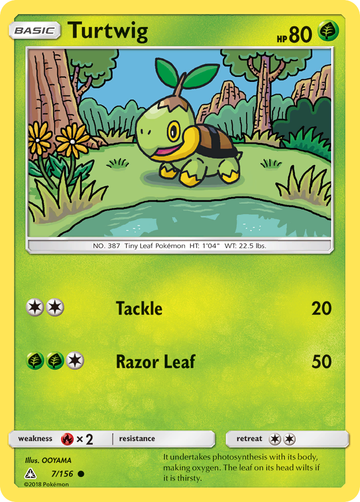 Turtwig 7/156 English Pokémon card from Ultra Prism (2018)
