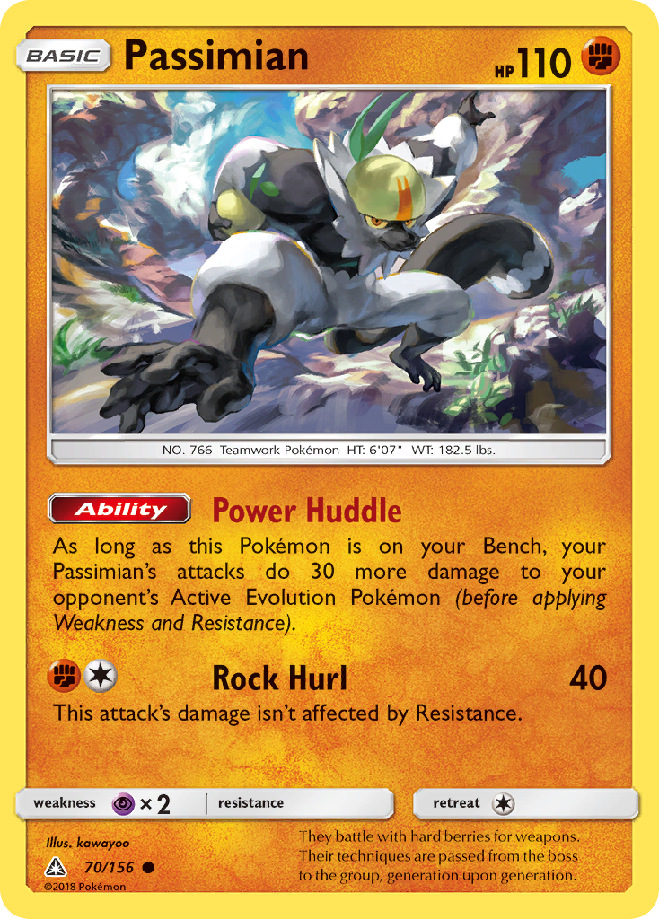 Passimian 70/156 English Pokémon card from Ultra Prism (2018)