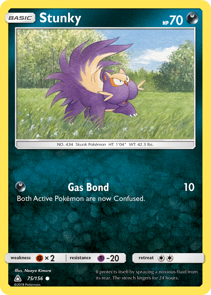 Stunky 75/156 English Pokémon card from Ultra Prism (2018)