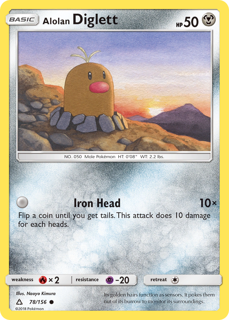 Alolan Diglett 78/156 English Pokémon card from Ultra Prism (2018)