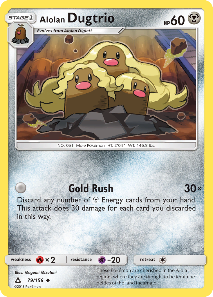 Alolan Dugtrio 79/156 English Pokémon card from Ultra Prism (2018)