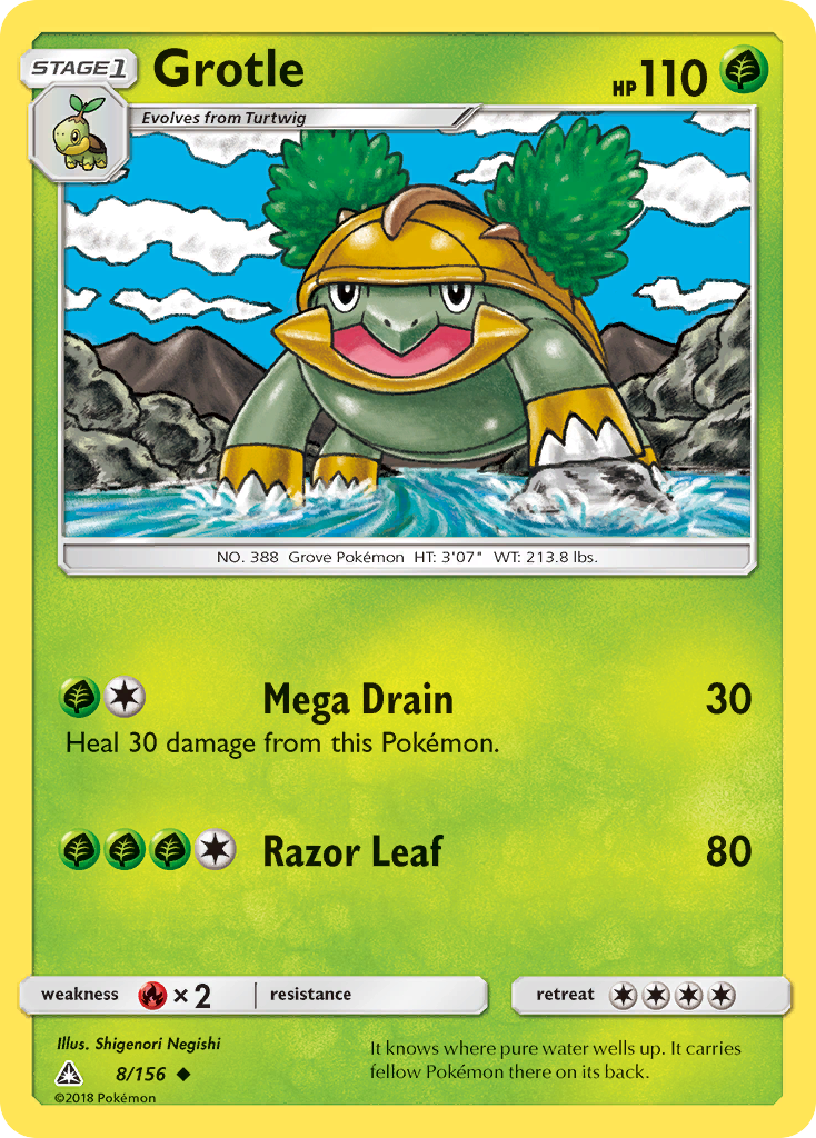 Grotle 8/156 English Pokémon card from Ultra Prism (2018)