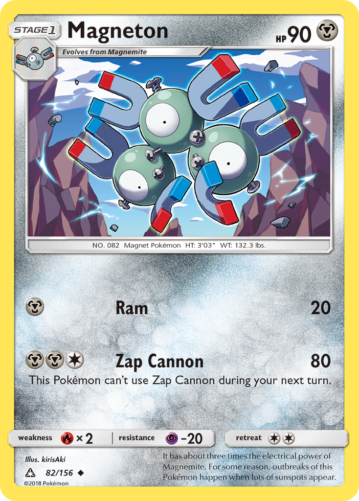 Magneton 82/156 English Pokémon card from Ultra Prism (2018)