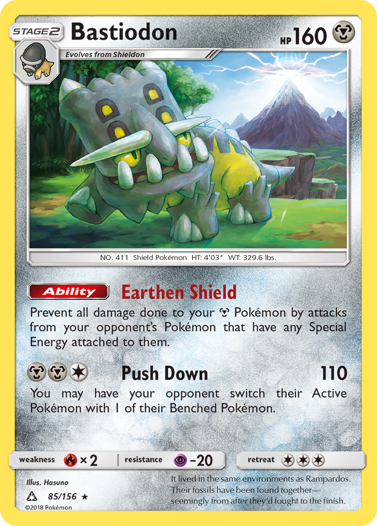 Bastiodon 85/156 English Pokémon card from Ultra Prism (2018)