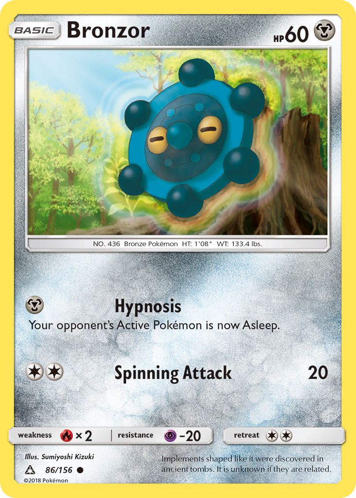 Bronzor 86/156 English Pokémon card from Ultra Prism (2018)