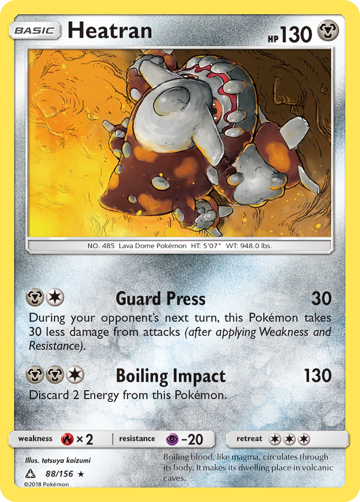Heatran 88/156 English Pokémon card from Ultra Prism (2018)