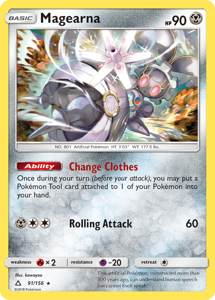 Magearna 91/156 English Pokémon card from Ultra Prism (2018)