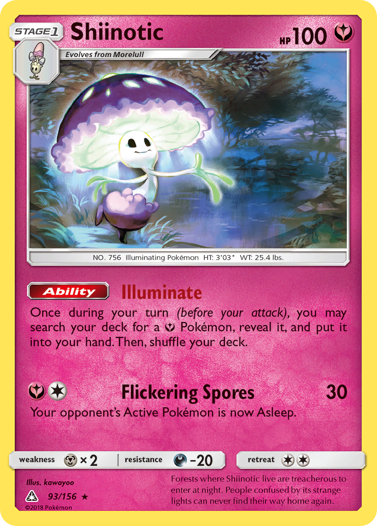 Shiinotic 93/156 English Pokémon card from Ultra Prism (2018)
