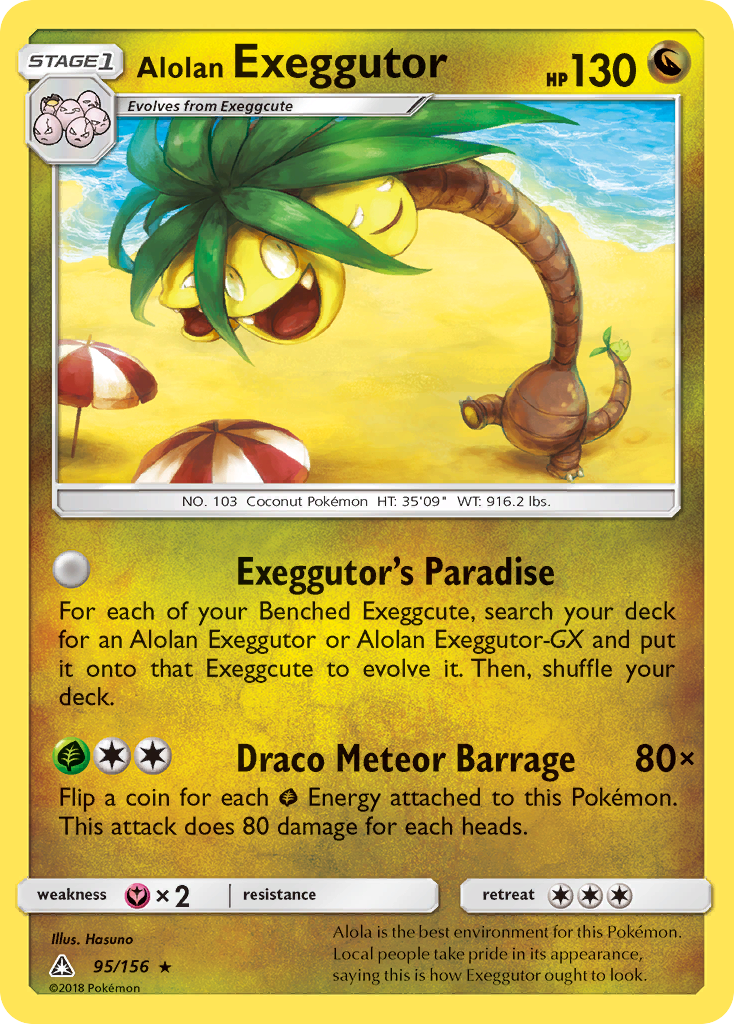 Alolan Exeggutor 95/156 English Pokémon card from Ultra Prism (2018)