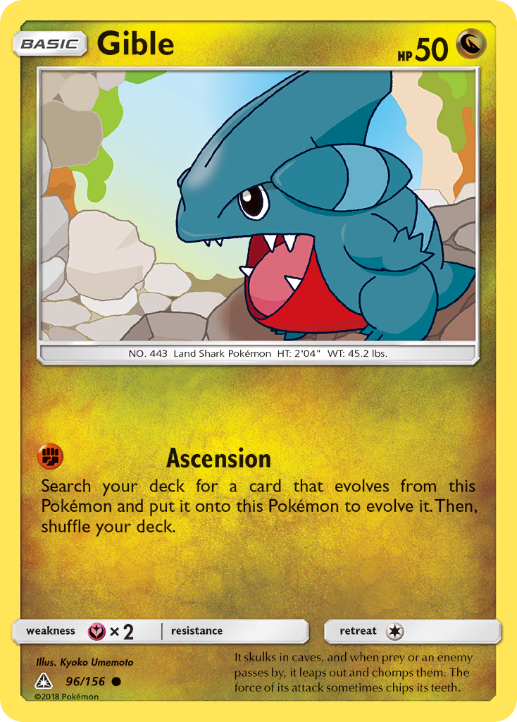 Gible 96/156 English Pokémon card from Ultra Prism (2018)