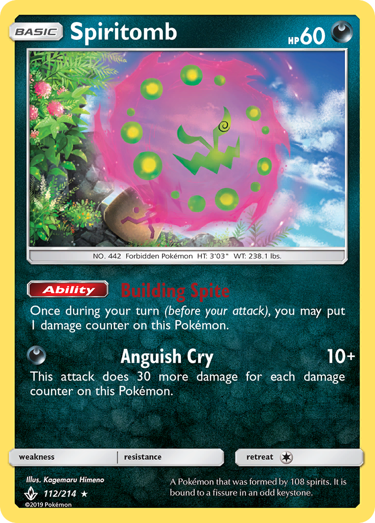 Spiritomb 112/214 English Pokémon card from Unbroken Bonds (2019)