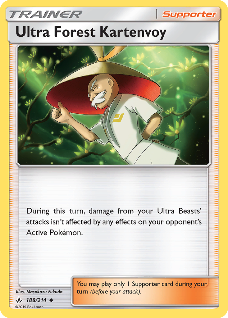 Ultra Forest Kartenvoy 188/214 English Pokémon card from Unbroken Bonds (2019)