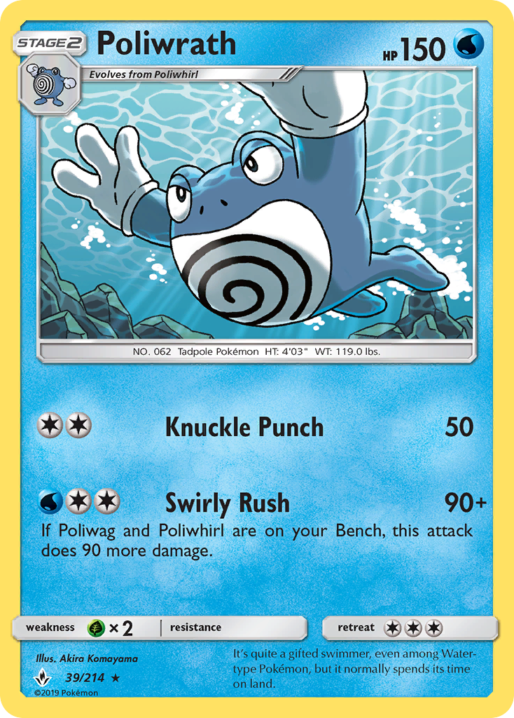 Poliwrath 39/214 English Pokémon card from Unbroken Bonds (2019)