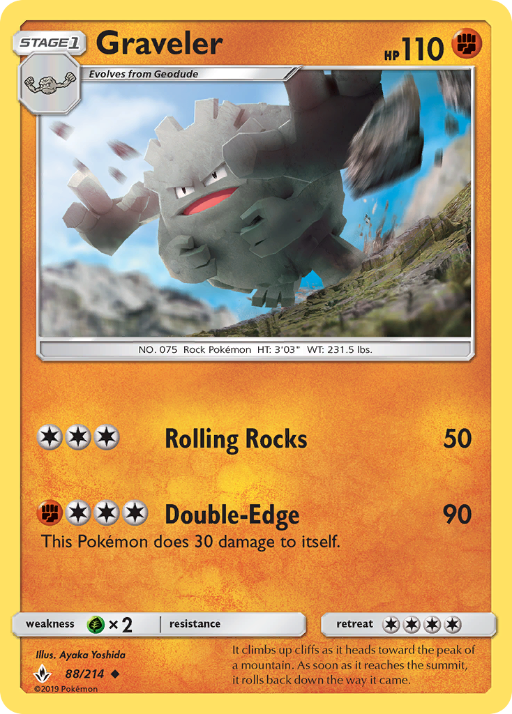 Graveler 88/214 English Pokémon card from Unbroken Bonds (2019)