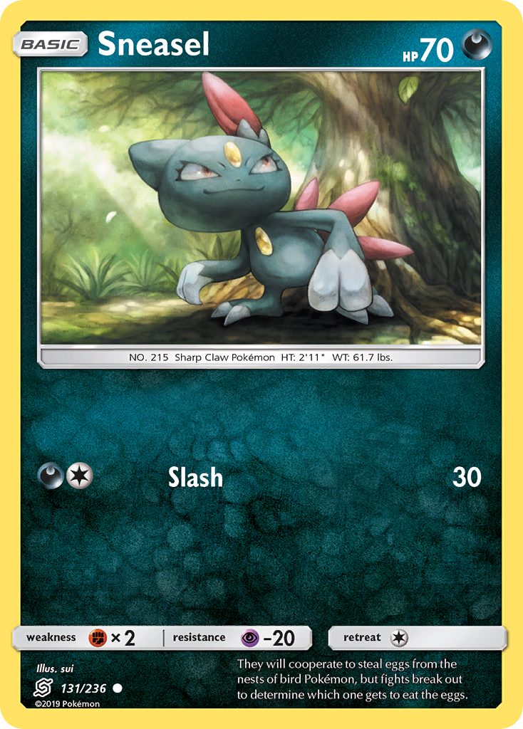 Sneasel 131/236 English Pokémon card from Unified Minds (2019)