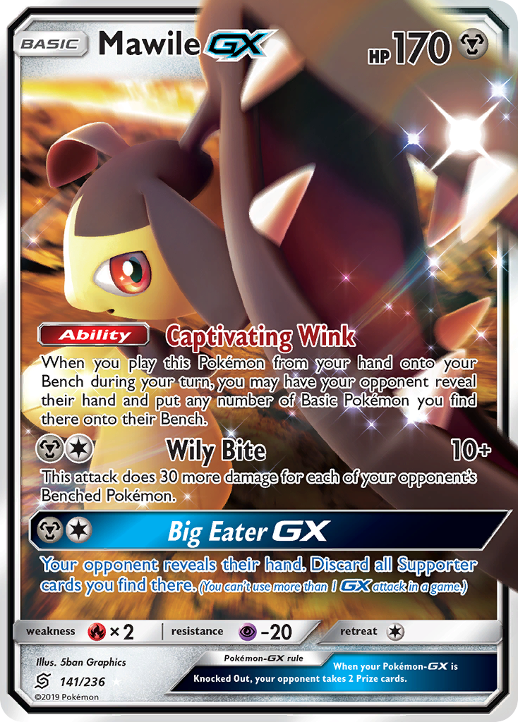 Mawile-GX 141/236 English Pokémon card from Unified Minds (2019)
