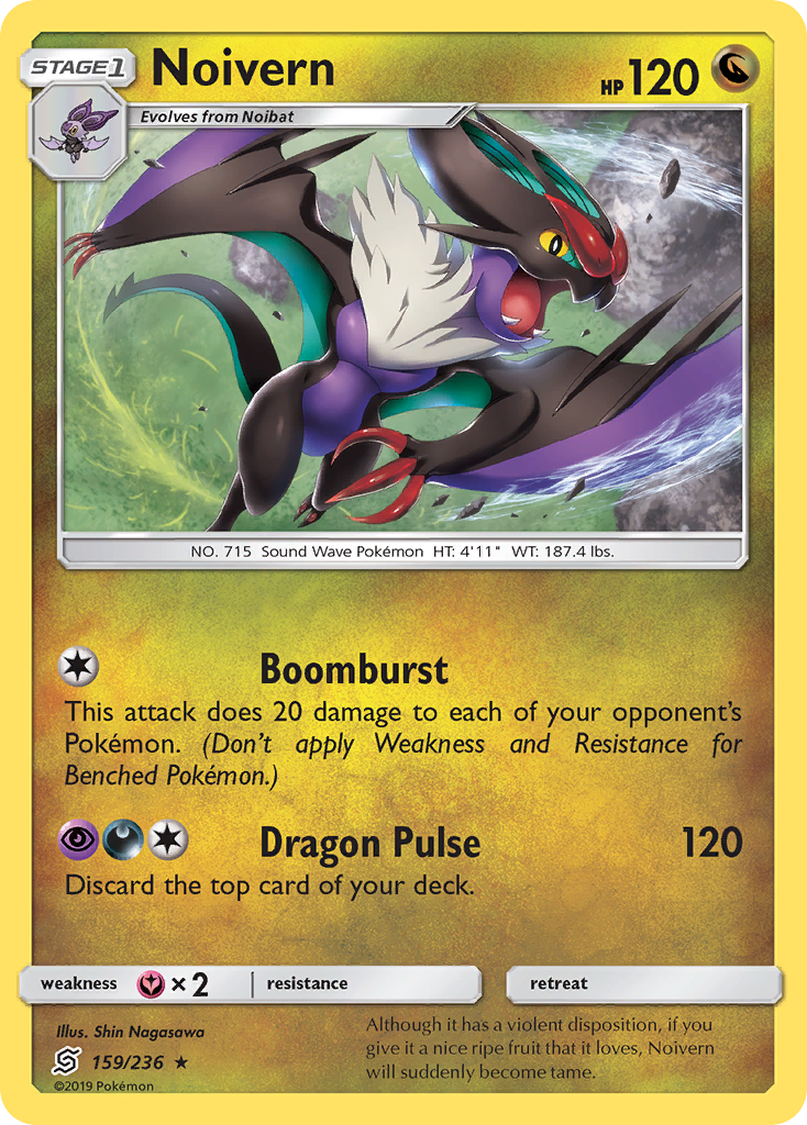 Noivern 159/236 English Pokémon card from Unified Minds (2019)