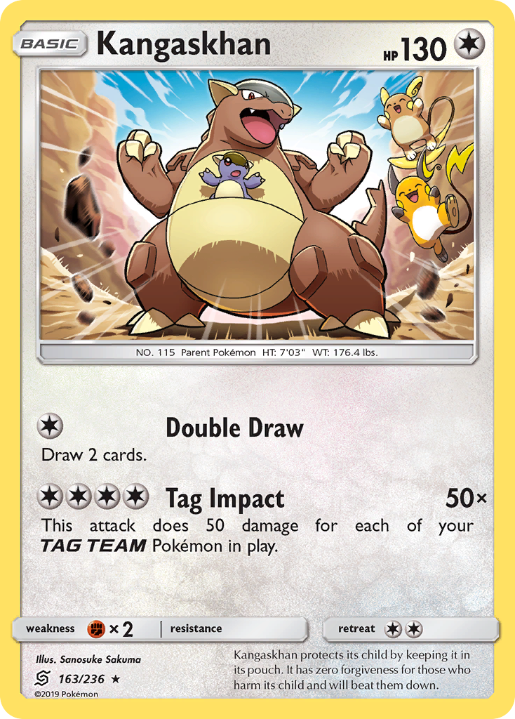 Kangaskhan 163/236 English Pokémon card from Unified Minds (2019)