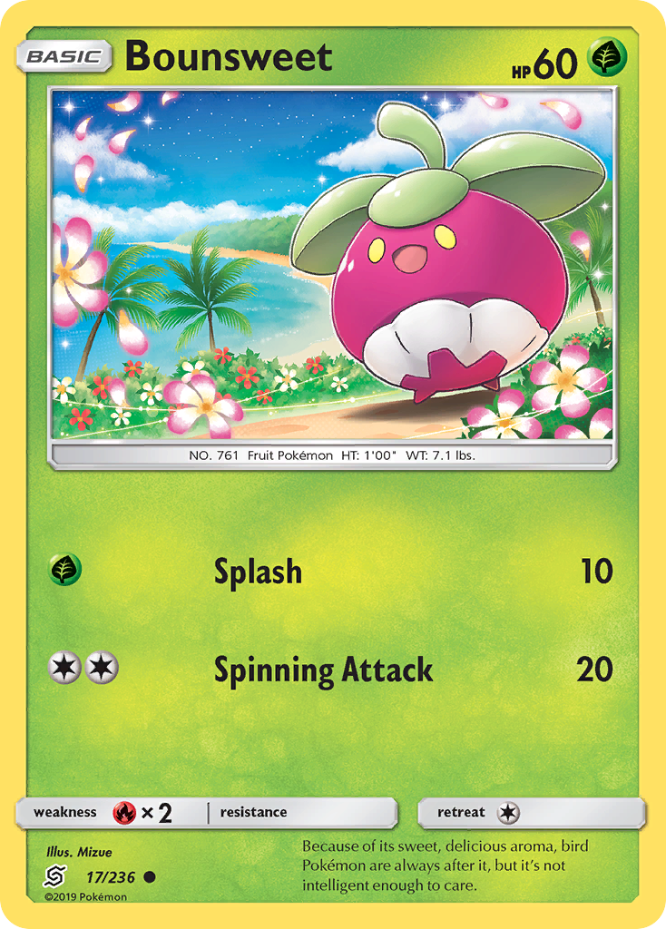 Bounsweet 17/236 English Pokémon card from Unified Minds (2019)