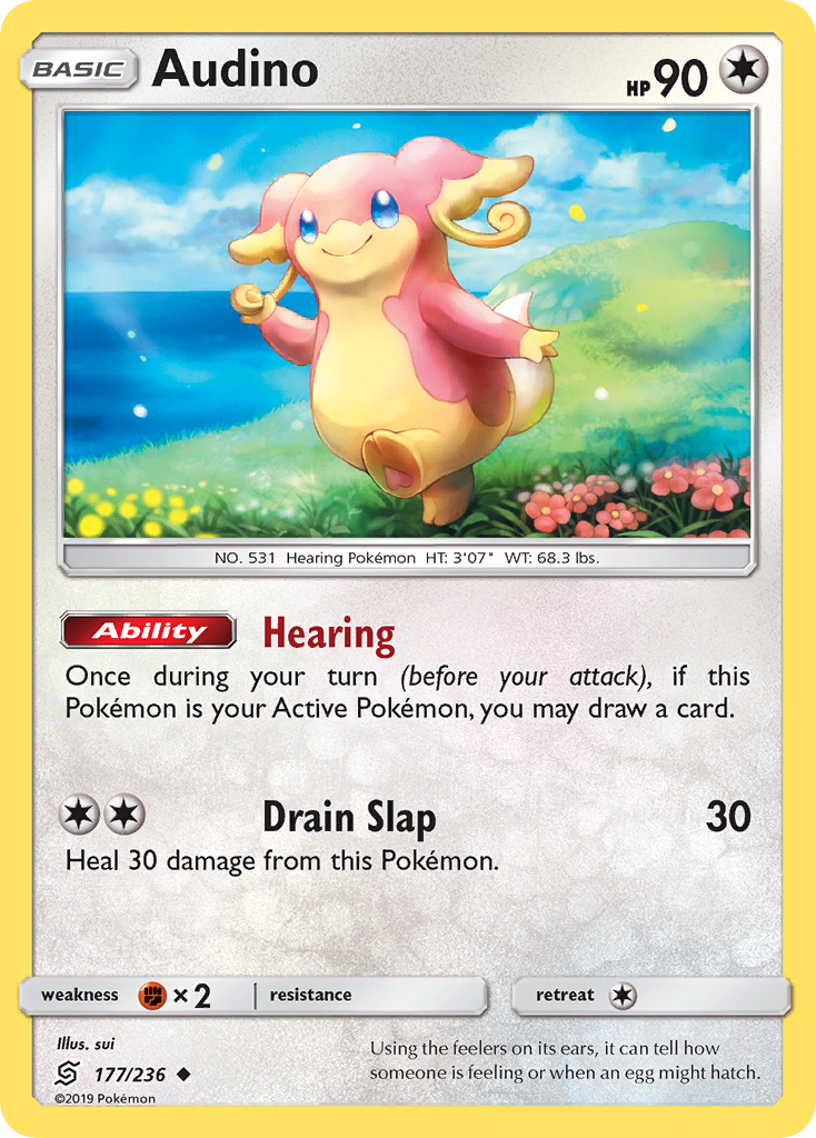 Audino 177/236 English Pokémon card from Unified Minds (2019)