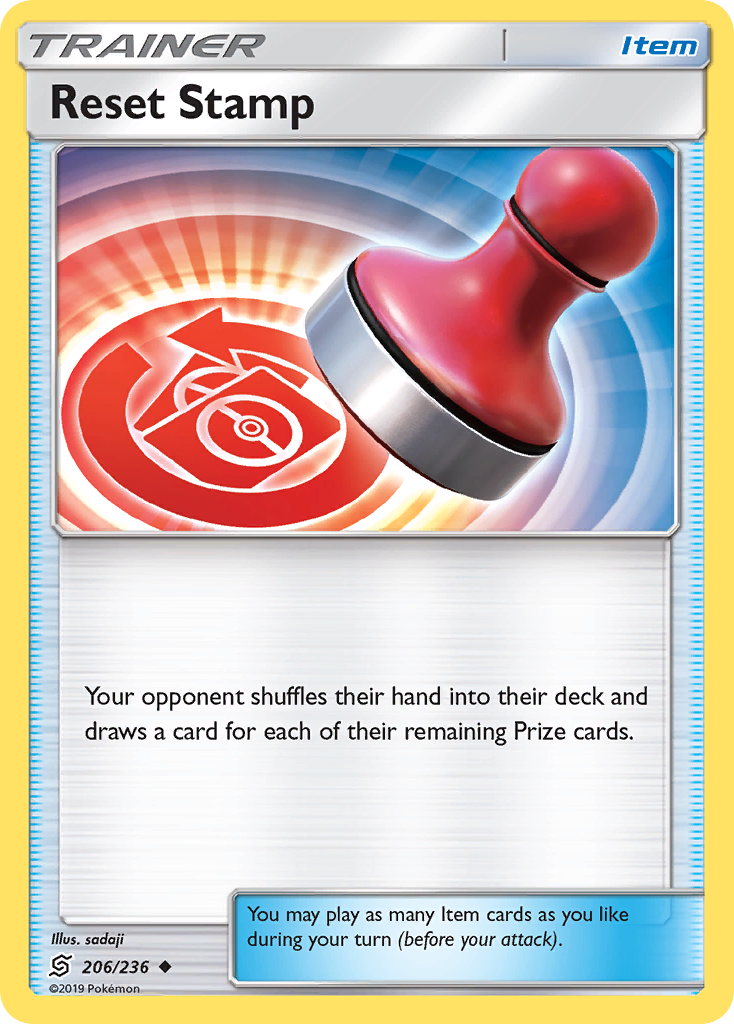Reset Stamp 206/236 English Pokémon card from Unified Minds (2019)