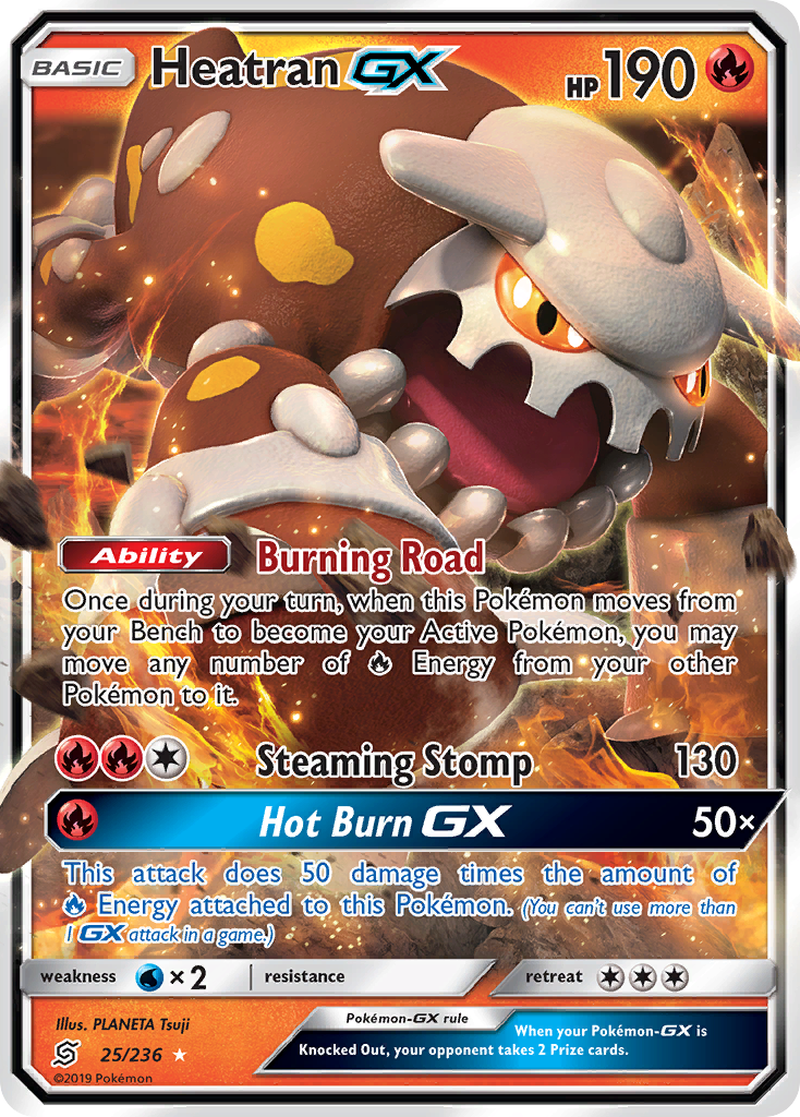 Heatran-GX 25/236 English Pokémon card from Unified Minds (2019)