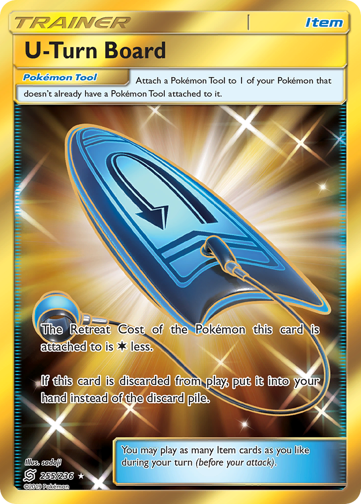 U-Turn Board 255/236 English Pokémon card from Unified Minds (2019)