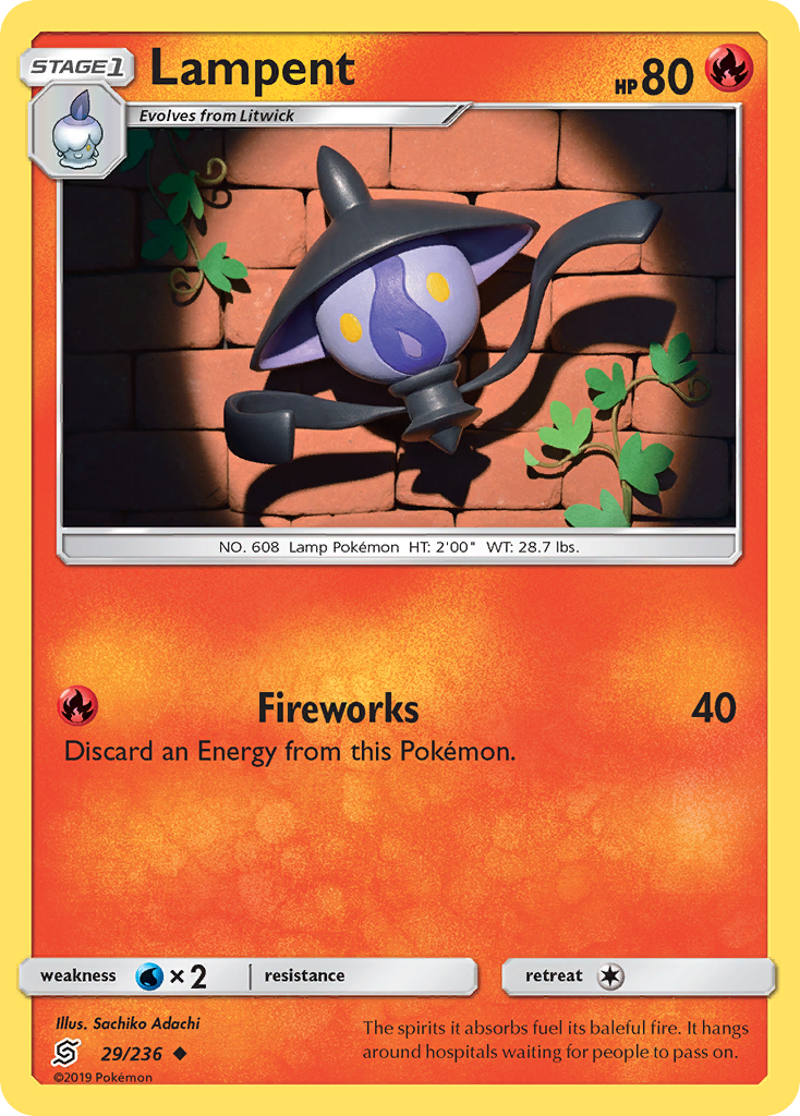 Lampent 29/236 English Pokémon card from Unified Minds (2019)