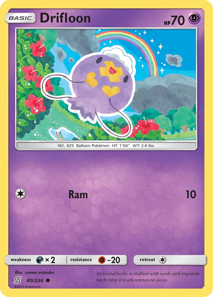 Drifloon 80/236 English Pokémon card from Unified Minds (2019)