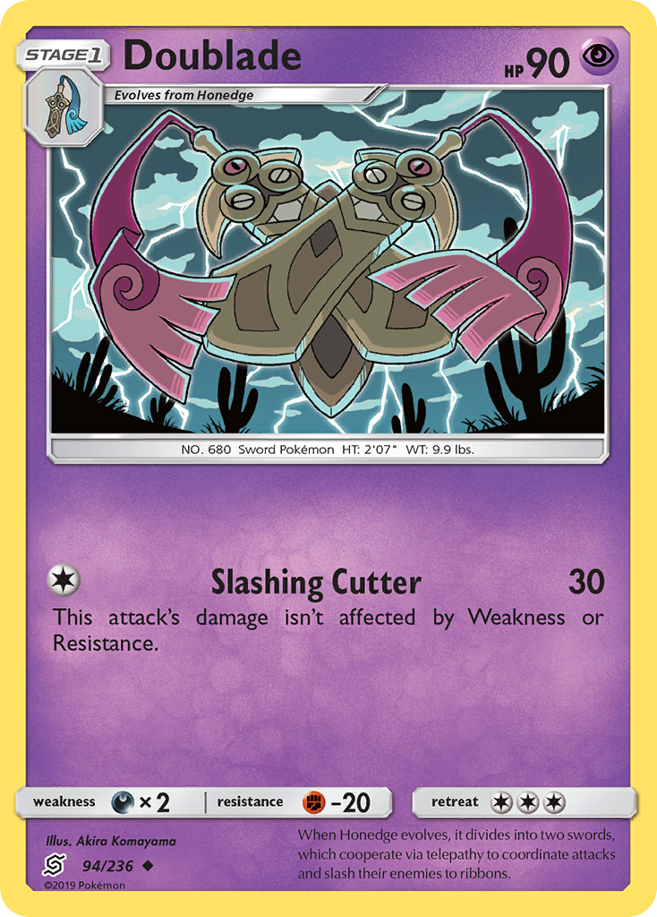 Doublade 94/236 English Pokémon card from Unified Minds (2019)