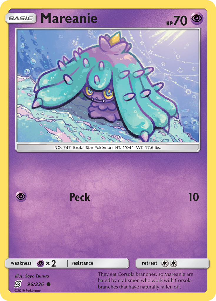 Mareanie 96/236 English Pokémon card from Unified Minds (2019)