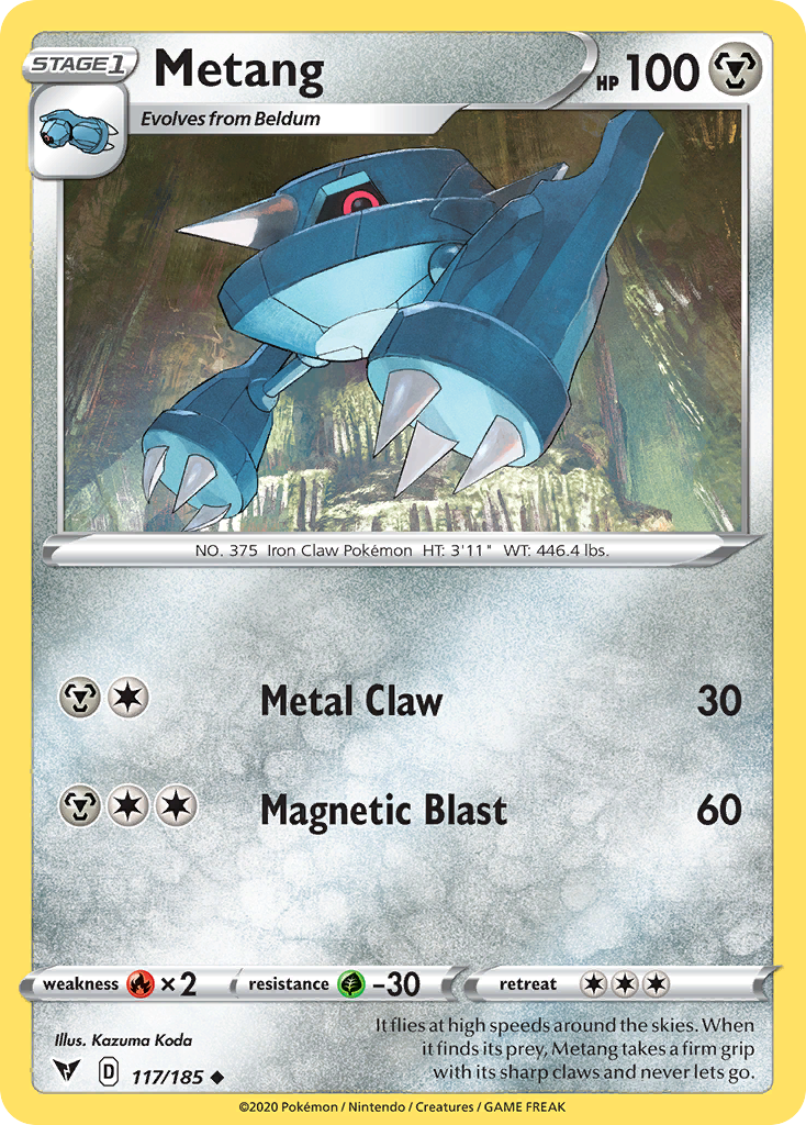 Metang 117/185 English Pokémon card from Vivid Voltage (2020)