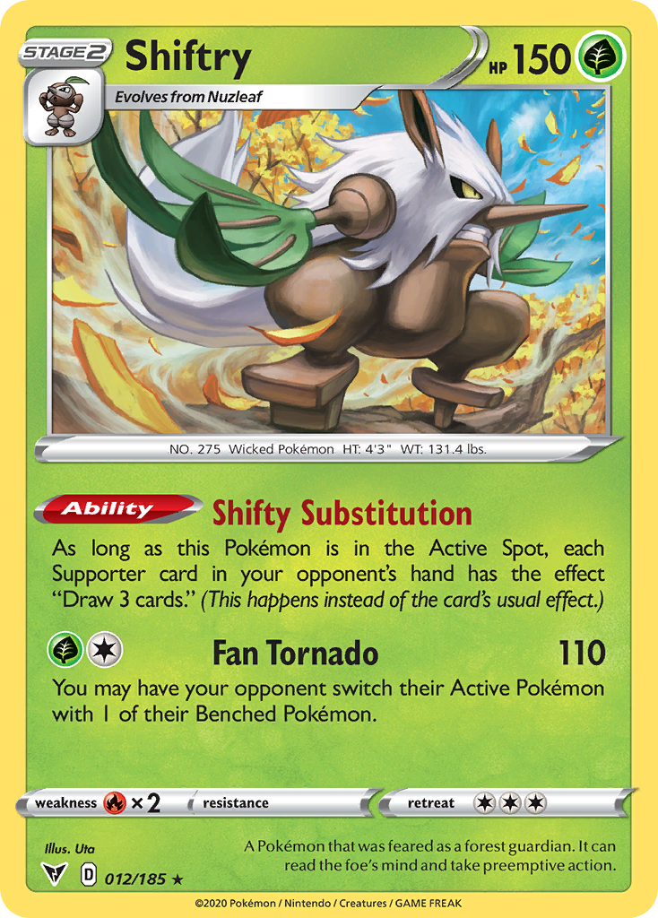 Shiftry 12/185 English Pokémon card from Vivid Voltage (2020)