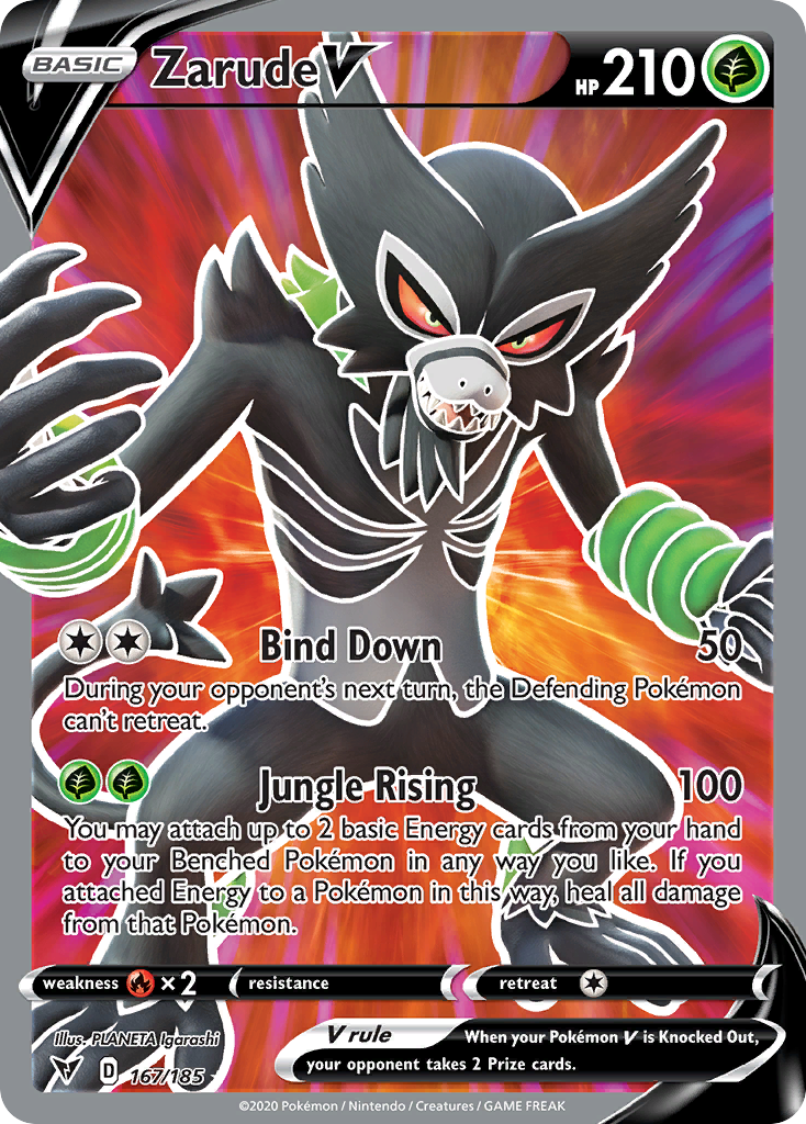 Zarude V 167/185 English Pokémon card from Vivid Voltage (2020)