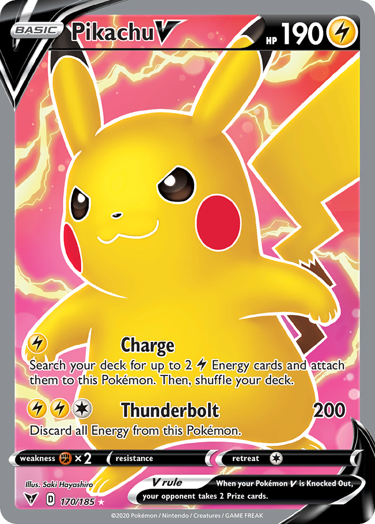Pikachu V 170/185 English Pokémon card from Vivid Voltage (2020)