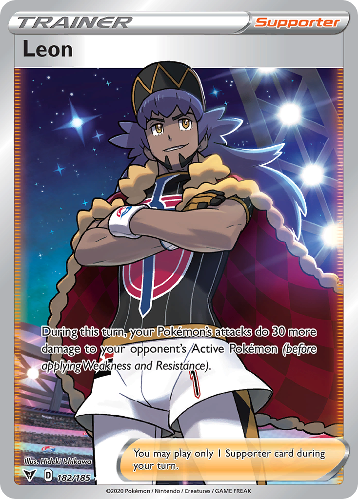 Leon 182/185 English Pokémon card from Vivid Voltage (2020)