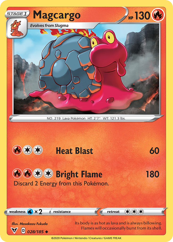 Magcargo 28/185 English Pokémon card from Vivid Voltage (2020)