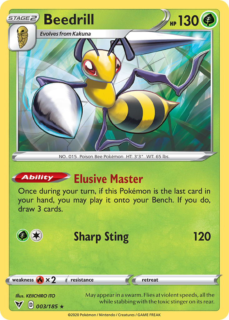 Beedrill 3/185 English Pokémon card from Vivid Voltage (2020)