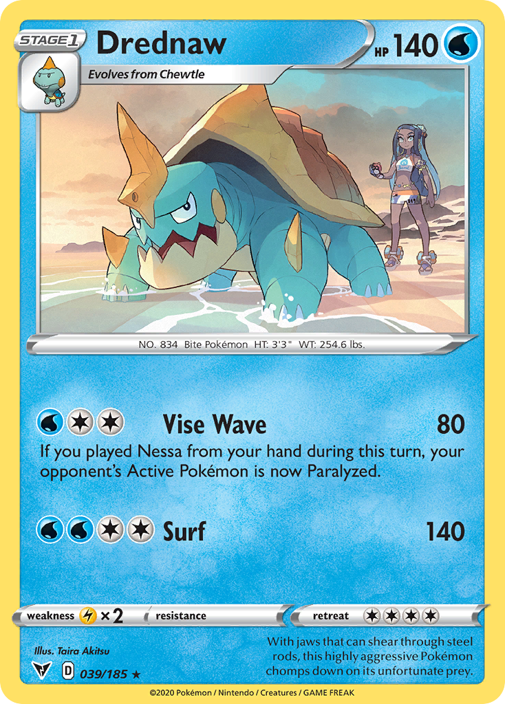 Drednaw 39/185 English Pokémon card from Vivid Voltage (2020)