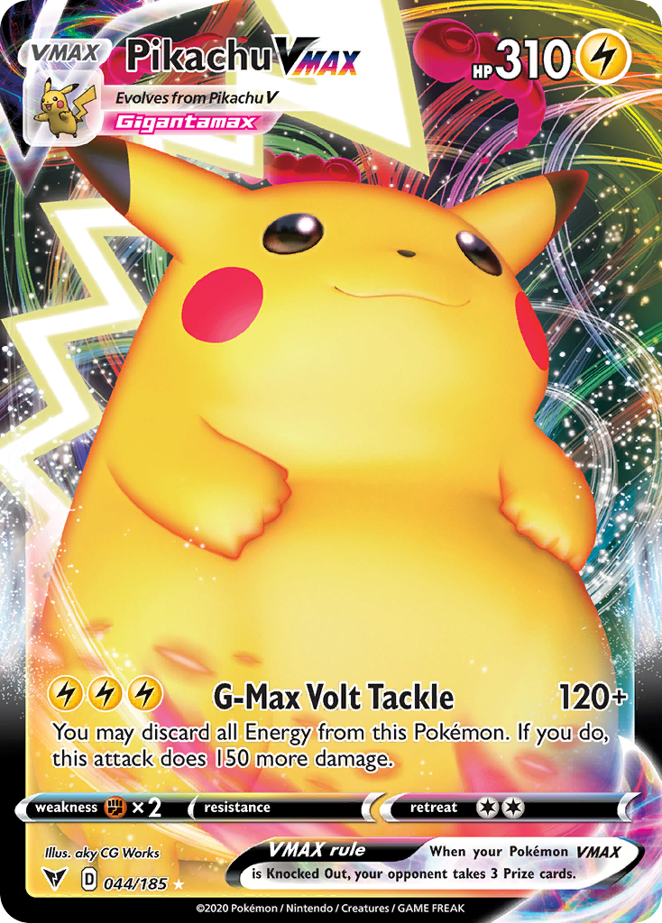 Pikachu VMAX 44/185 English Pokémon card from Vivid Voltage (2020)