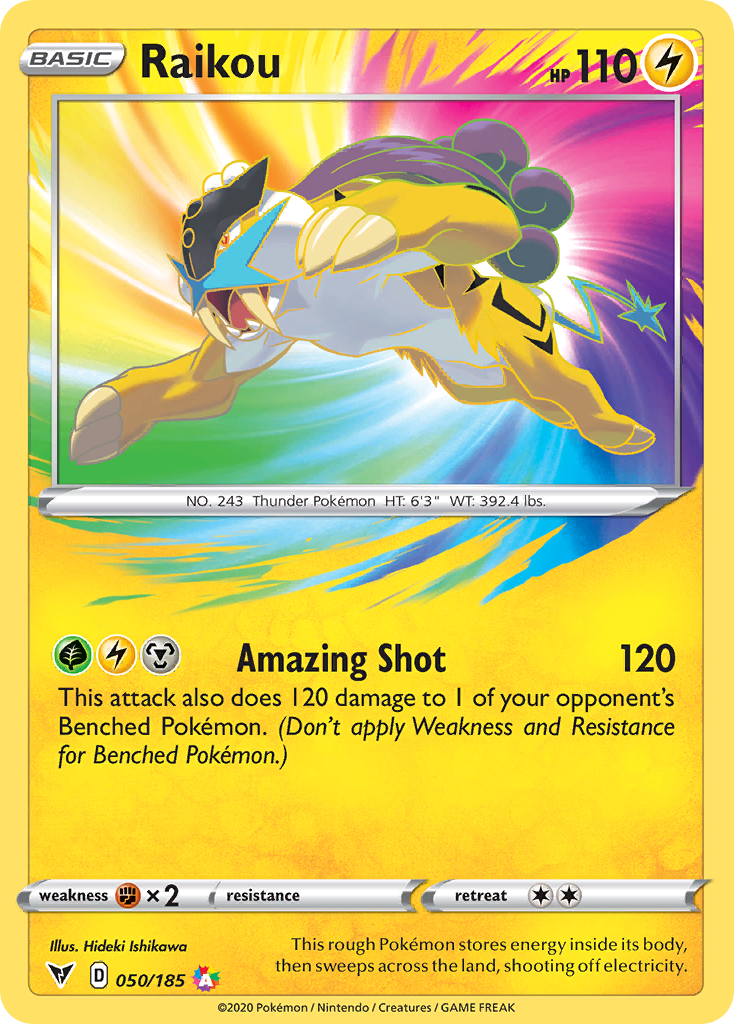 Raikou 50/185 English Pokémon card from Vivid Voltage (2020)
