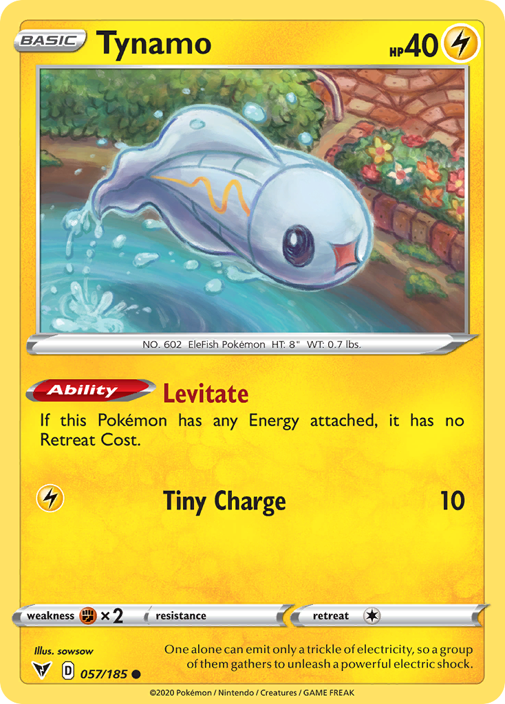 Tynamo 57/185 English Pokémon card from Vivid Voltage (2020)