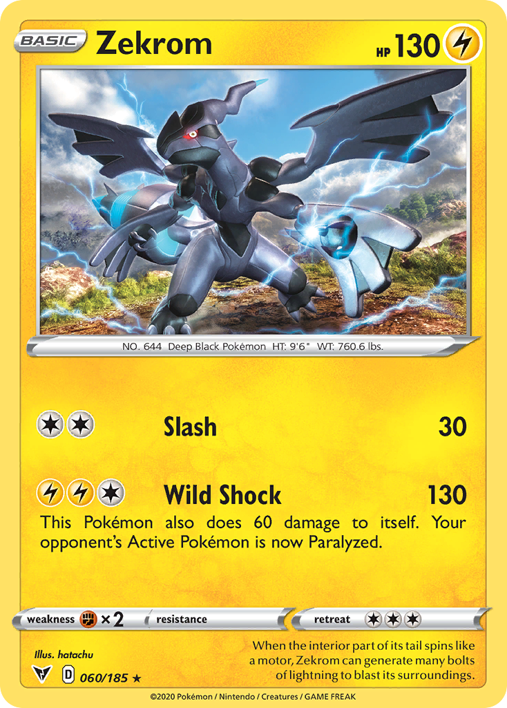 Zekrom 60/185 English Pokémon card from Vivid Voltage (2020)