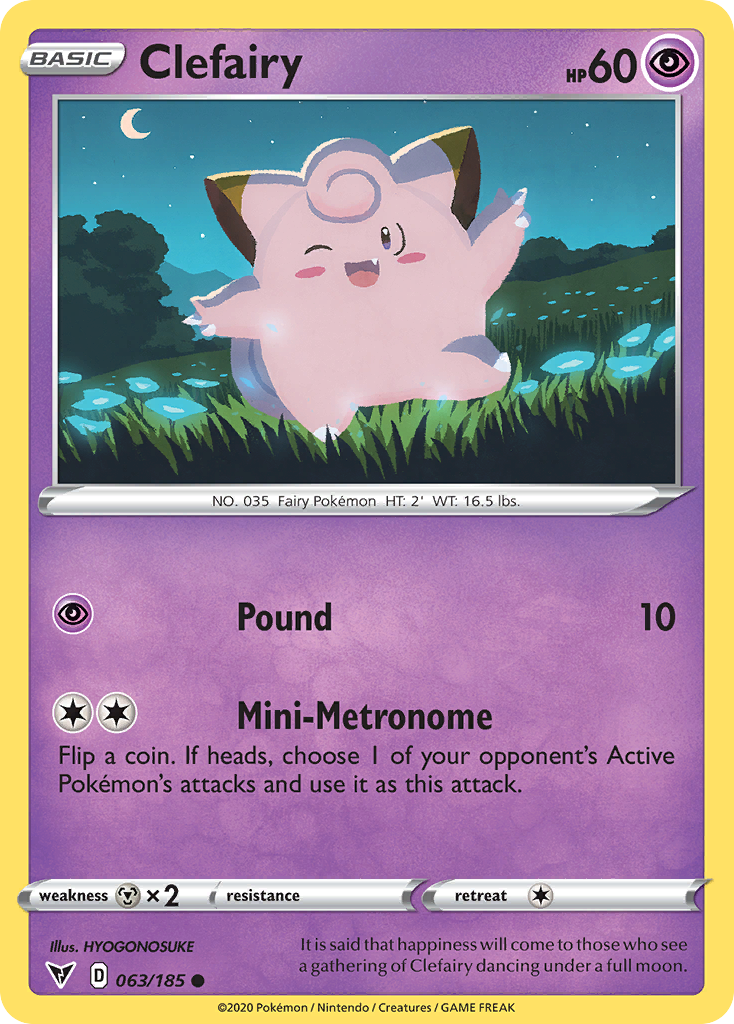 Clefairy 63/185 English Pokémon card from Vivid Voltage (2020)