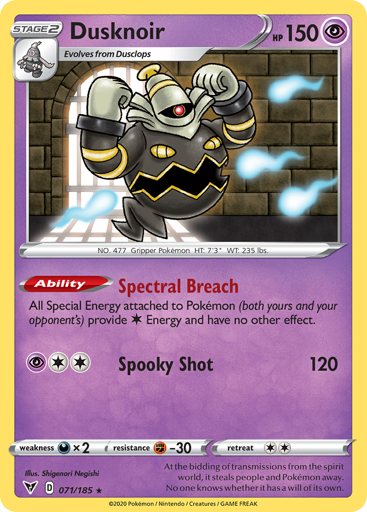 Dusknoir 71/185 English Pokémon card from Vivid Voltage (2020)